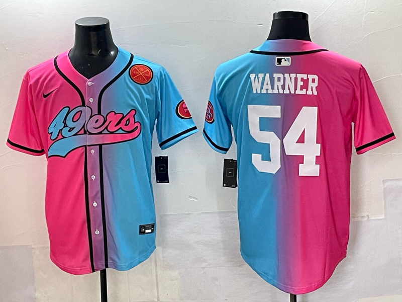 Men 2025 San Francisco 49ers #54 Warner Pink Blue pink Nike Limited NFL Jersey 003